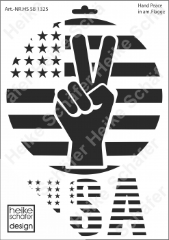 Schablone-Stencil A4 087-1325 Hand Peace in am. Flagge